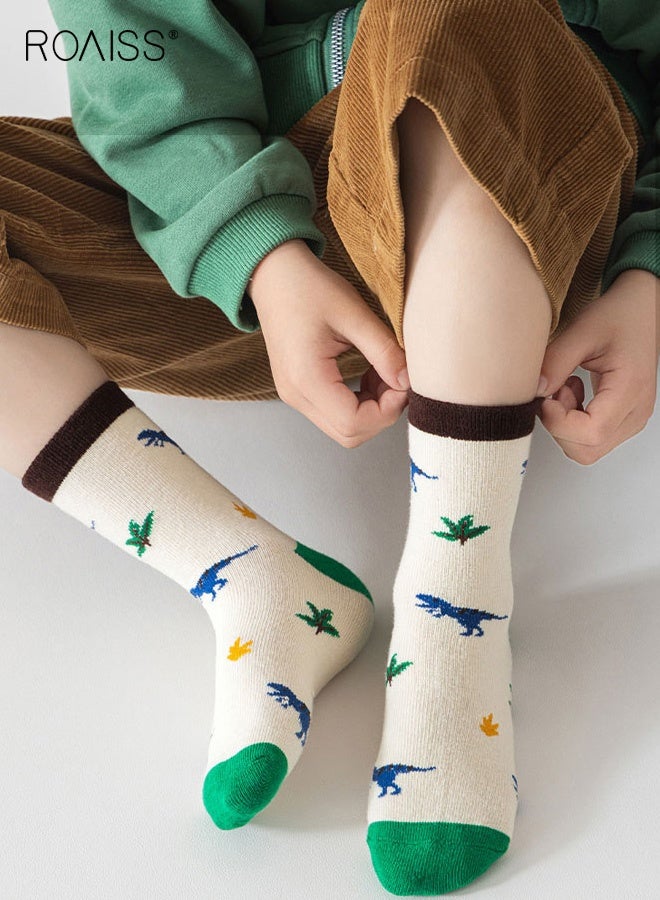 roaiss 5 Pairs Boys Mid-Calf Socks, Comfortable Sports Socks Set, Kids Crew Socks with Adorable Patterns, Cartoon Middle Tube Socks for Boys, Suitable for All Seasons - Image 3