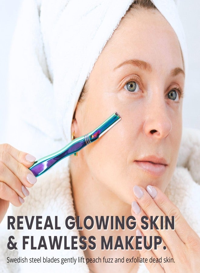 Jungle Culture Dermaplaning Tool - Facial Razor for Women with 5 Refill Blades - Reusable Eyebrow Shaper & Exfoliator - Rainbow - Image 2