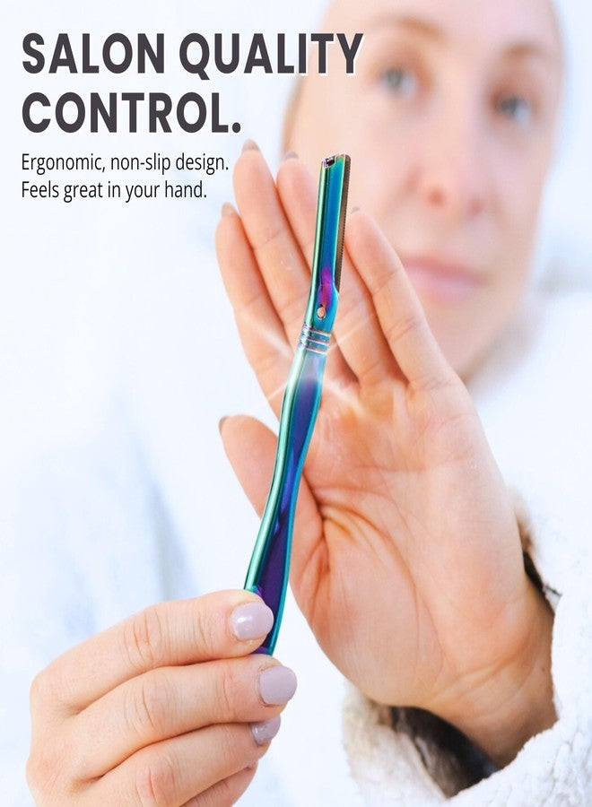 Jungle Culture Dermaplaning Tool - Facial Razor for Women with 5 Refill Blades - Reusable Eyebrow Shaper & Exfoliator - Rainbow - Image 3