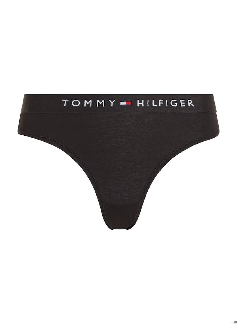 TOMMY HILFIGER Women's Original Logo Waistband Briefs Underwear Bottoms, Black  - Image 1