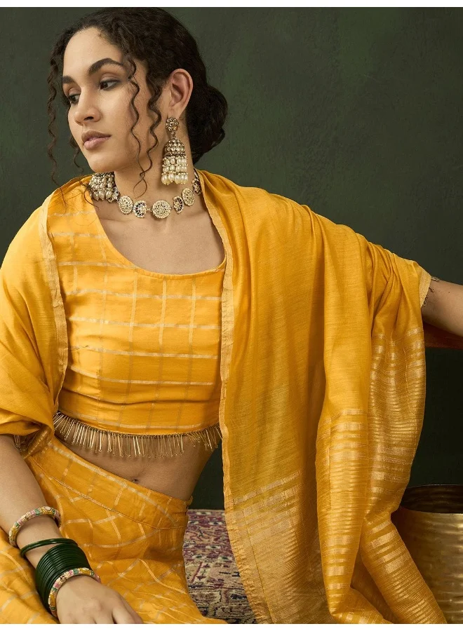 أيه كيه إس Yellow Chanderi Lehenga Choli