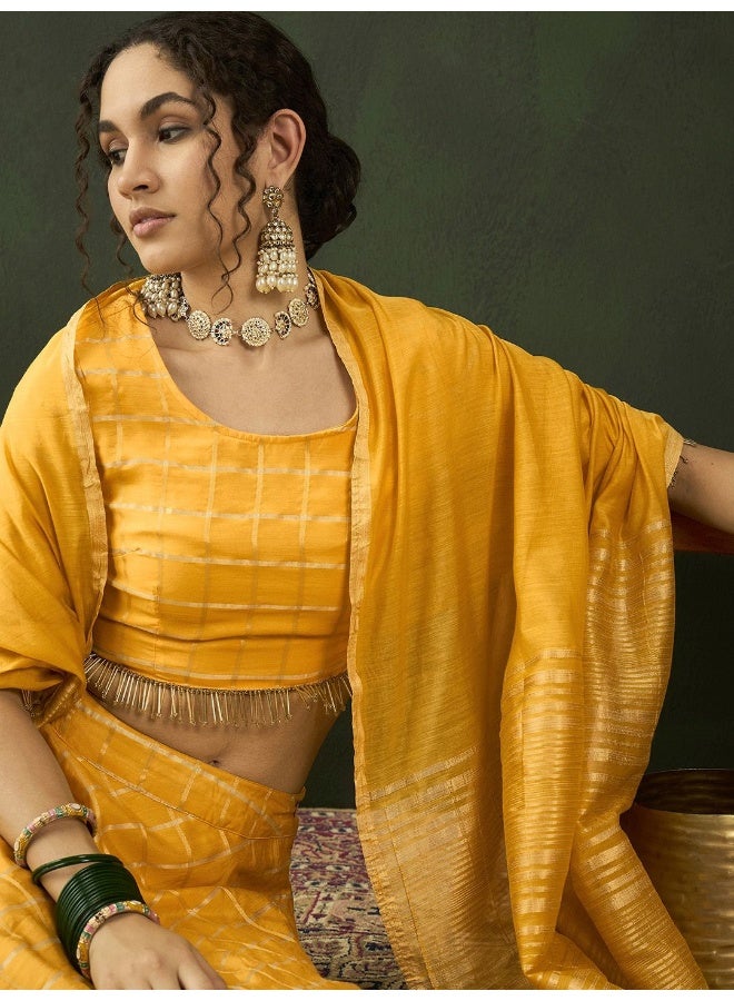 AKS Yellow Chanderi Lehenga Choli - Image 1