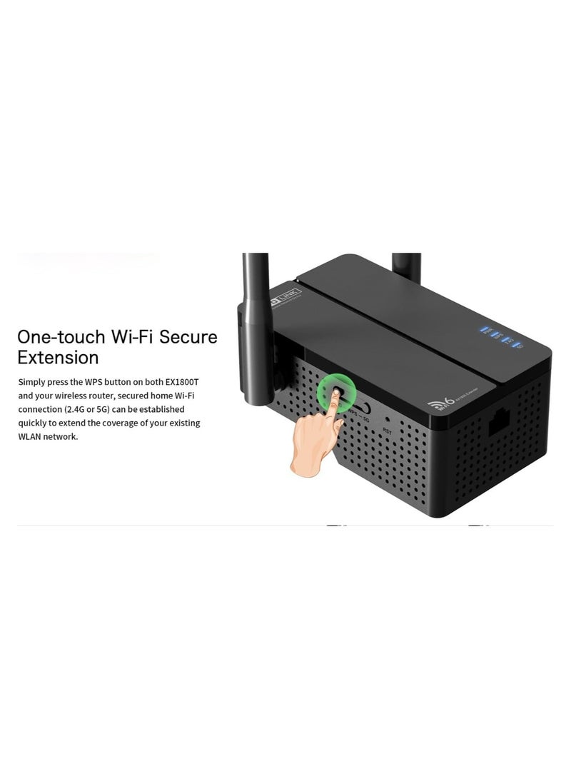 توتو لينك بالطبع! إليك ترجمة وصف TOTOLINK EX1800T Wi-Fi 6 AX1800 Dual-Band Range Extender إلى اللغة العربية: - Image 4