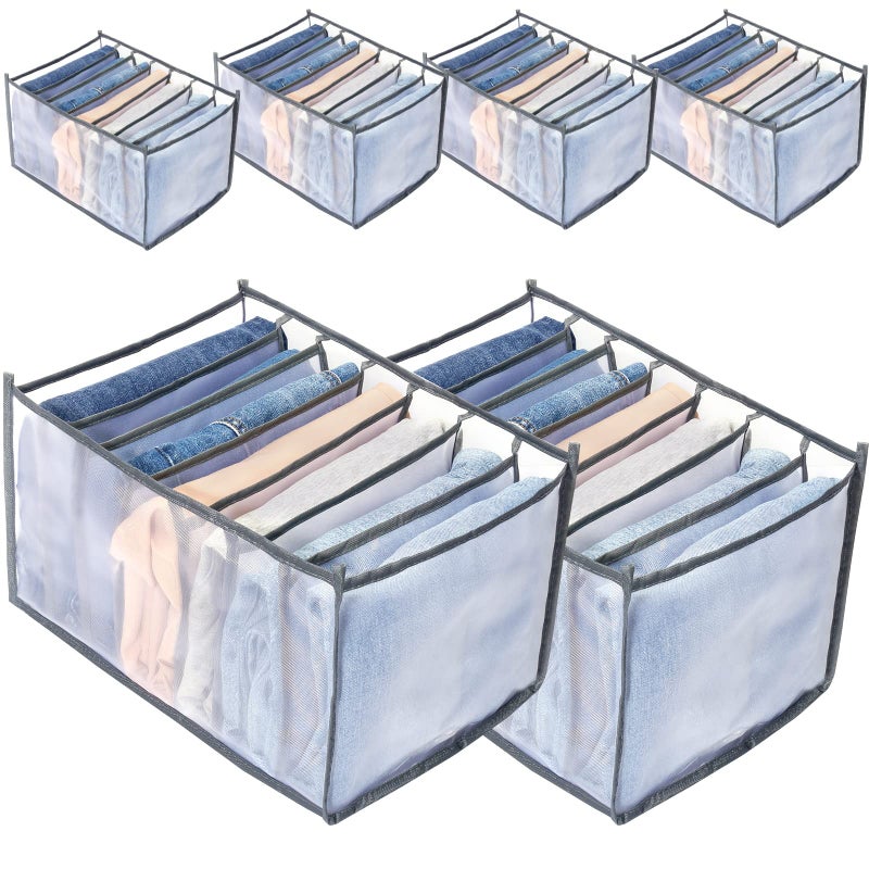 TOOVREN TOOVREN Clothes Organizer for Folded Clothes Wardrobe Clothes Organizer Drawer Organizers for Clothing Mesh Storage Compartment Storage for Underwear Pants tShirt Leggings 7Grids6Pack 