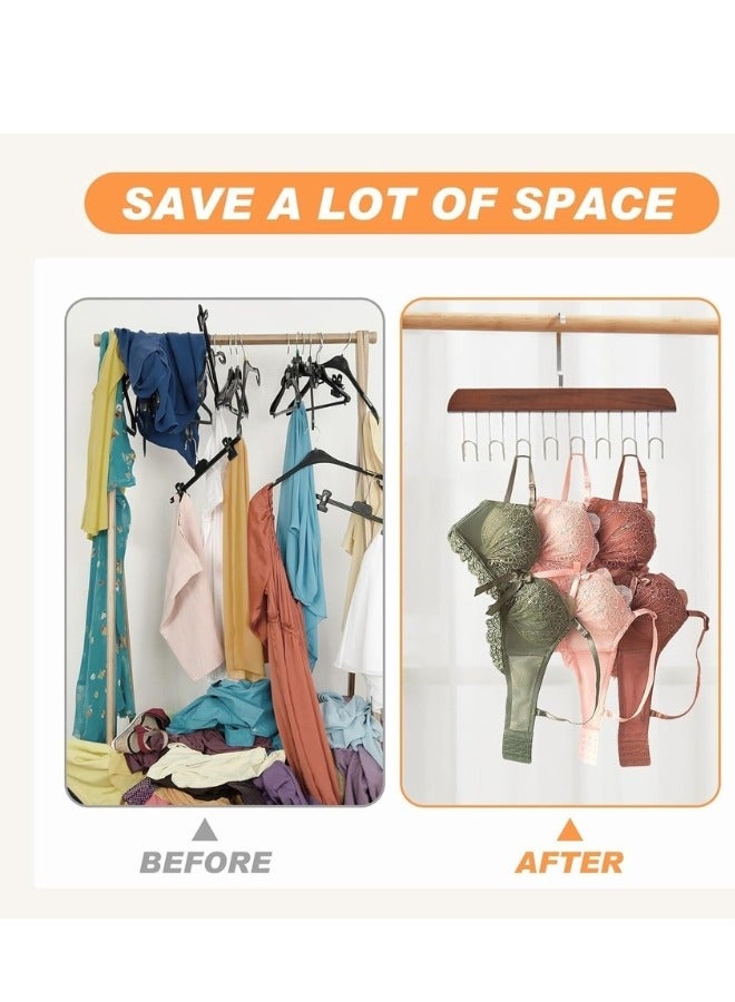 فالمر 2قطعه شماعة خشبية متعدده الوظائف بها 8 خطافات استانلس لتعليق الملابس مصنوعه من الفولاذ المقاوم للصدأ - Image 4