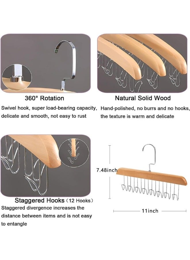 فالمر 2قطعه شماعة خشبية متعدده الوظائف بها 8 خطافات استانلس لتعليق الملابس مصنوعه من الفولاذ المقاوم للصدأ - Image 3