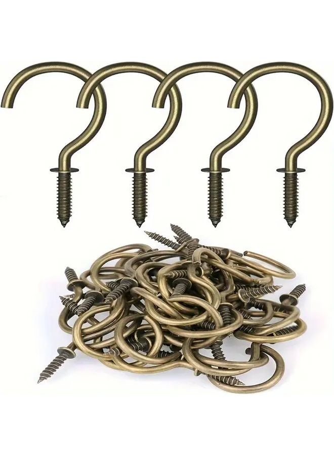 28Pcs Brass Plated Self Tapping Spiral Screw Hooks Heavy Duty Wall Mounted For Home - Image 2