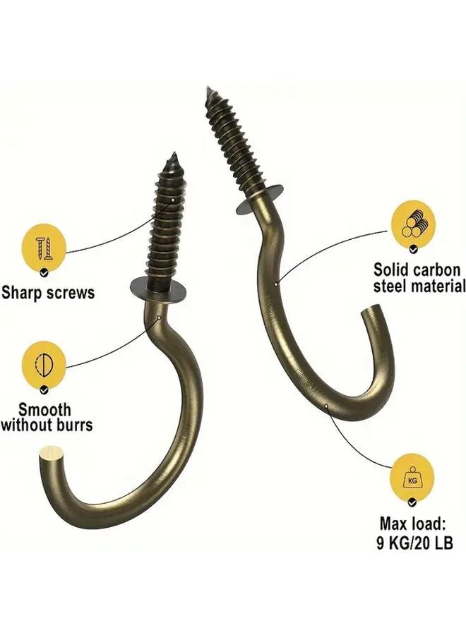 28Pcs Brass Plated Self Tapping Spiral Screw Hooks Heavy Duty Wall Mounted For Home - Image 4