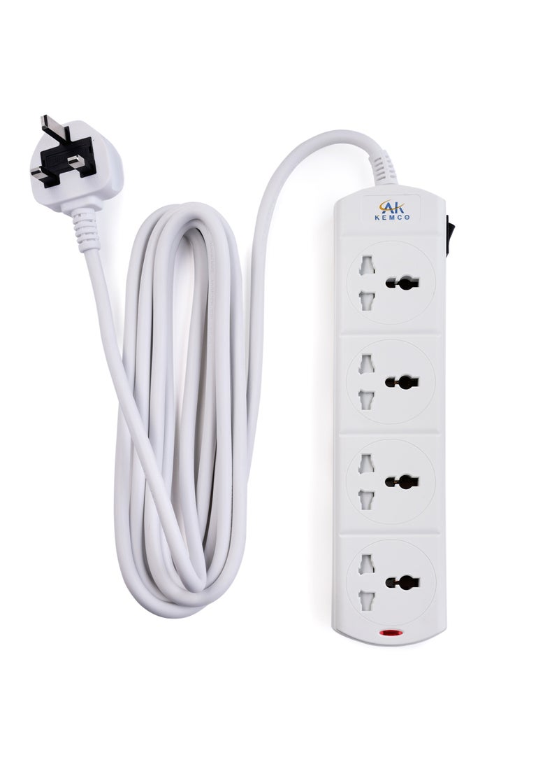 AK KEMCO Kemco 4 Way 4 Meter Extension Socket Power Cord Power Strip Extension Lead QC6124BW  - Image 1