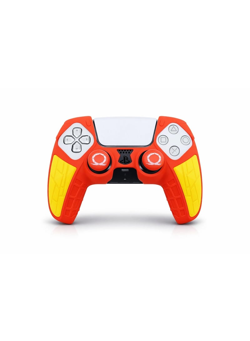 جراب PS5 أحمر وأصفر مع أغطية أنالوج - Image 2