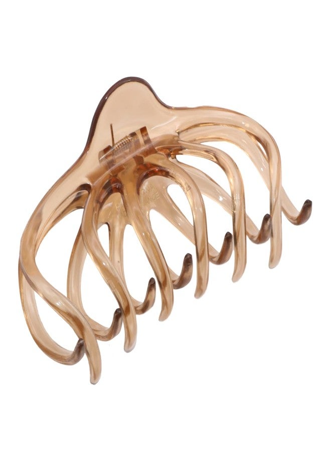 Parcelona French Dendrite Large Crystal Brown Wavy Teeth Jaw Hair Claw Clip Clutcher Clamp (Crystal Brown) - Image 1