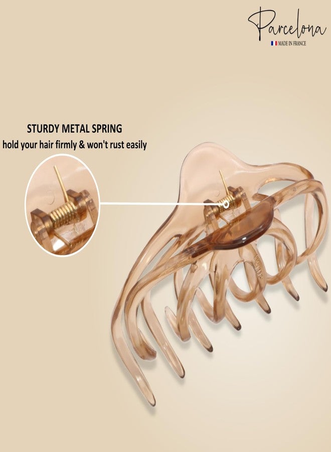 Parcelona French Dendrite Large Crystal Brown Wavy Teeth Jaw Hair Claw Clip Clutcher Clamp (Crystal Brown) - Image 3