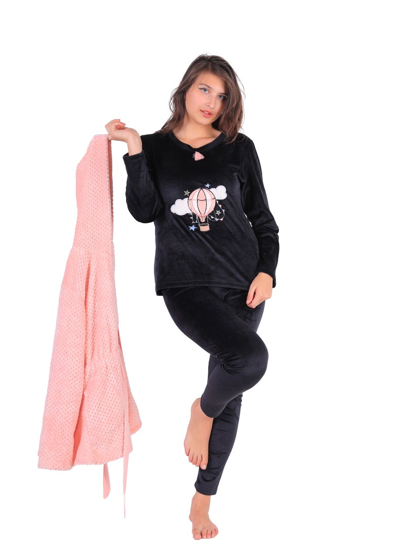 Dadoush - Casual fur pajamas, 3 pieces, with a luxurious design that makes you look radiant and beautiful - Image 1
