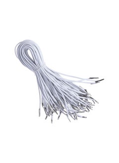 100PCS Elastic Barbed Cords Barbed Elastic Cord Stretch Round String with Metal Barbs Barbed for Mask Making (White)