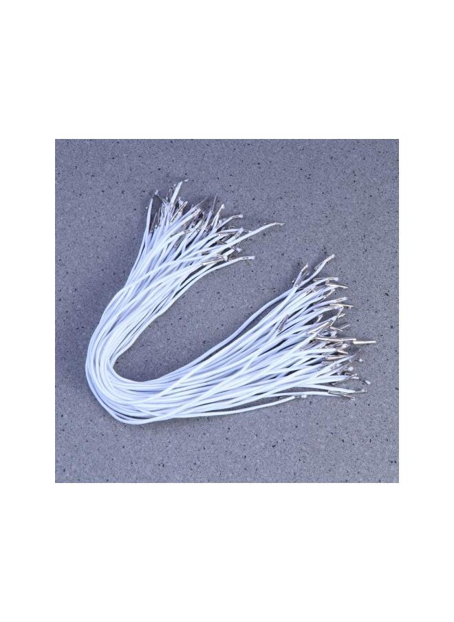 WYBOT - 100PCS Elastic Barbed Cords Barbed Elastic Cord Stretch Round String with Metal Barbs Barbed for Mask Making (White) - Image 1