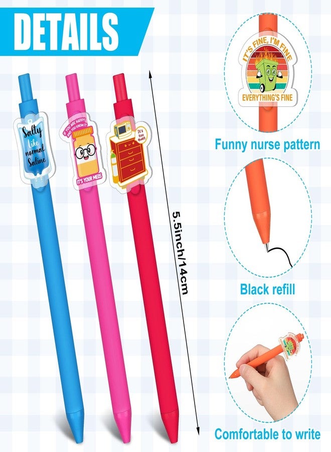 Sinload 24 Pcs Nurse Pens Cute Nurses Set Accessories Medical Assistant Gifts Novelty Gel Ink Pen for Writing Club Women Men Cna Work Office Coworker Teacher Supplies(Classic) - Image 2