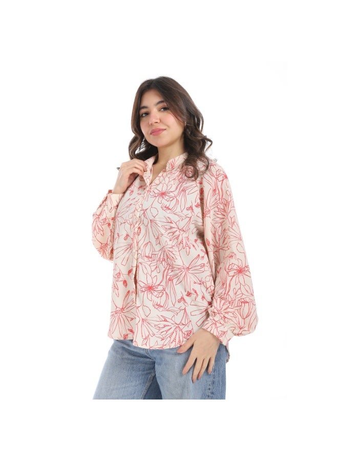 Coctail Floral Blous-5726-red  - Image 2