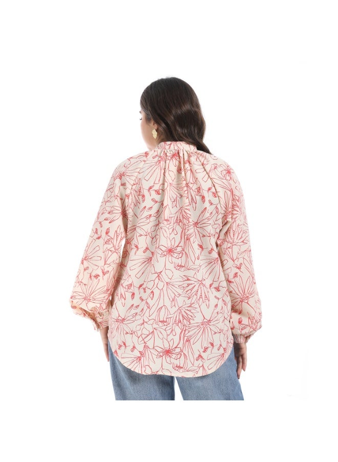 Coctail Floral Blous-5726-red  - Image 3