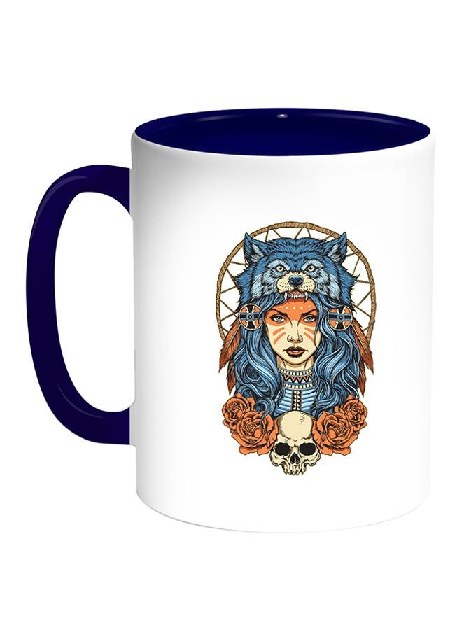 RKN Wolf's Robe Printed Coffee Mug White/Blue 11ounce - Image 2