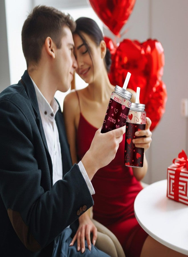 Willinglong 24 Pcs Valentine's Day Plastic Cups with Lids and Straws Reusable 13.5 oz Valentines Love Heart Cups Beverage Drinking Plastic Tumblers Bulk for Valentine's Day Gifts Party Favor Supplies - Image 5