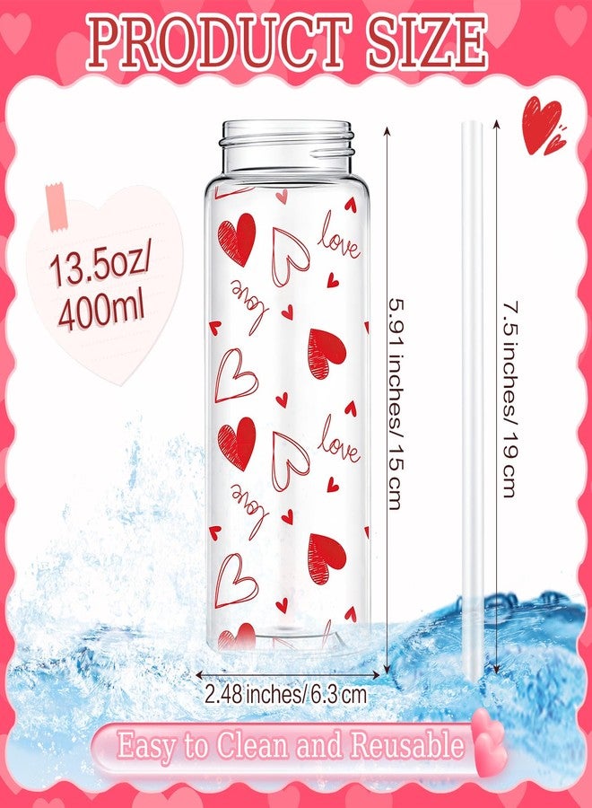 Willinglong 24 Pcs Valentine's Day Plastic Cups with Lids and Straws Reusable 13.5 oz Valentines Love Heart Cups Beverage Drinking Plastic Tumblers Bulk for Valentine's Day Gifts Party Favor Supplies - Image 3