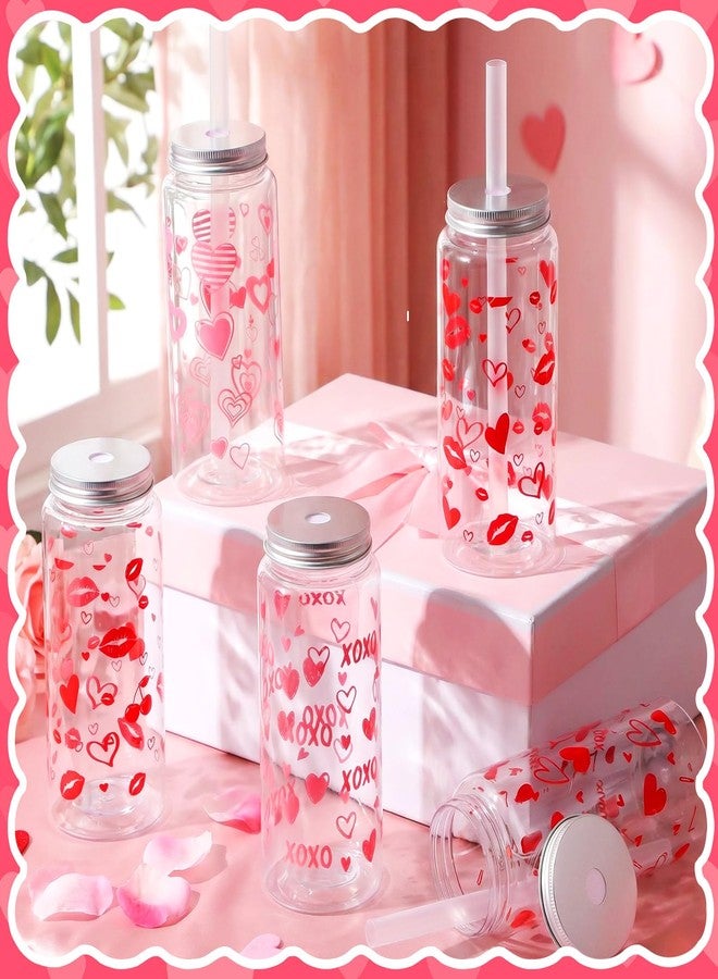 Willinglong 24 Pcs Valentine's Day Plastic Cups with Lids and Straws Reusable 13.5 oz Valentines Love Heart Cups Beverage Drinking Plastic Tumblers Bulk for Valentine's Day Gifts Party Favor Supplies - Image 4