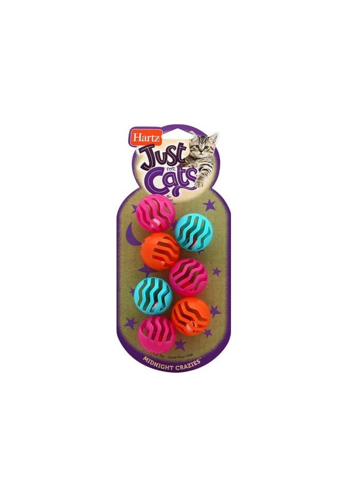 Hartz Just For Cats Midnight Crazies Jingling Play Balls - 7 Colorful Cat Toys for Playtime Fun - Image 2