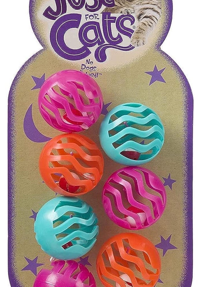 Hartz Just For Cats Midnight Crazies Jingling Play Balls - 7 Colorful Cat Toys for Playtime Fun - Image 1