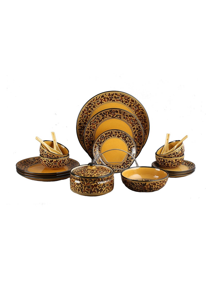 Caffeine - Caffeine Ceramic Handmade Brown Sehra Dinner Set (19 pcs.) - Image 1