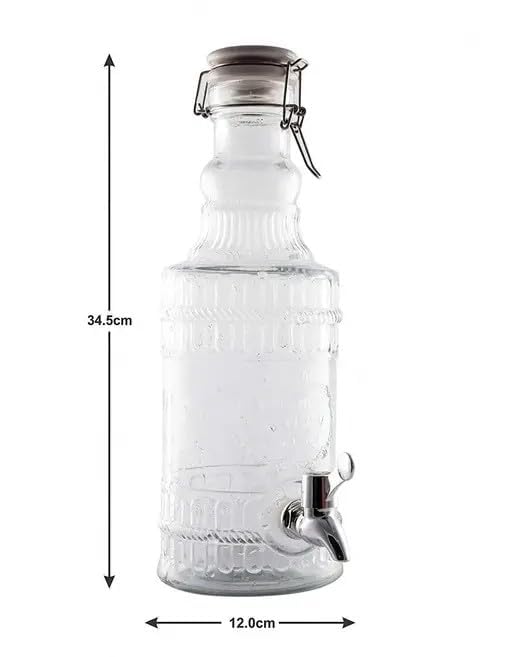 LVOOK Transparent Glass Made Italian Juice Dispenser with Attached Silver Tap- 2 Liter - Image 3