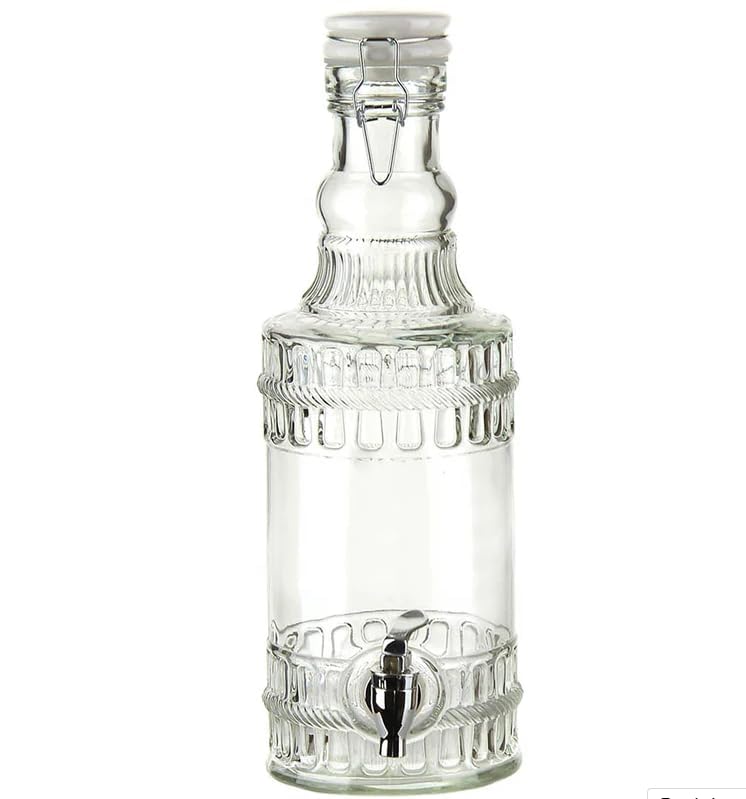 LVOOK Transparent Glass Made Italian Juice Dispenser with Attached Silver Tap- 2 Liter - Image 4