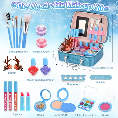 ACGASK Real Washable Makeup Kit for Girls NonToxic Kids Play Make Up Set Toy for Toddlers Children Princess Toys Birthday Christmas Gift ideas for Ages 5 6 7 8 9 10 11 12 Year Old Girls - Image 3