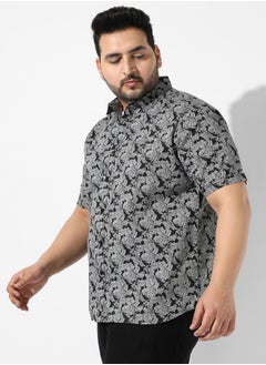 Instafab Plus Men's Grey Printed Regular Fit Casual Shirt  - Image 3