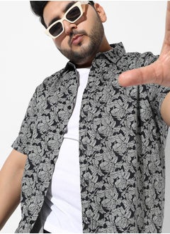Instafab Plus Men's Grey Printed Regular Fit Casual Shirt  - Image 1