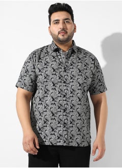 Instafab Plus Men's Grey Printed Regular Fit Casual Shirt  - Image 2