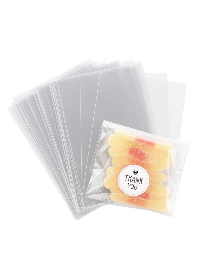 ilauke 200Pcs Candy Treat Bags 4" X 6" Clear Cellophane Bag Thickening Plastic Party Favor Pastry Bags For Birthday Wedding Cookie Gift Lollipop Sticks Chocolate - Image 1