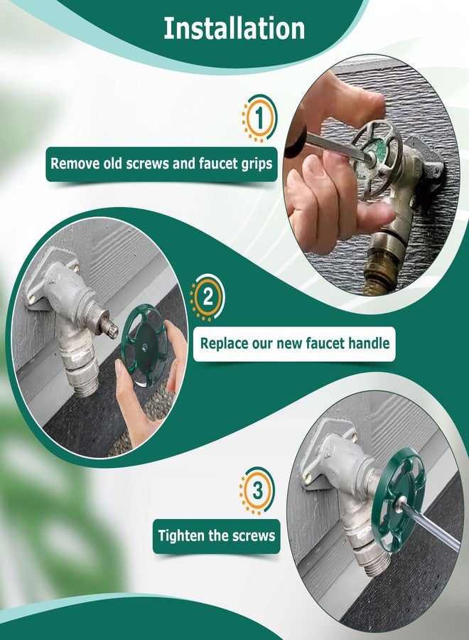 Dreyoo مجموعة من 2 مقبض صنبور خارجي من Dreyoo، مقبض صنبور 3/8 بوصة متوافق مع Arrowhead PK1290، مقبض صنبور 12 نقطة لصنبور الخرطوم الخارجي، وصمامات الحديقة، وصنابير المياه المقاومة للصقيع (أخضر، بيضاوي) - Image 5