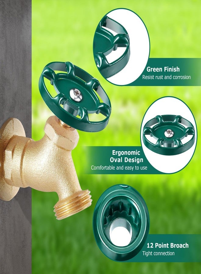 Dreyoo مجموعة من 2 مقبض صنبور خارجي من Dreyoo، مقبض صنبور 3/8 بوصة متوافق مع Arrowhead PK1290، مقبض صنبور 12 نقطة لصنبور الخرطوم الخارجي، وصمامات الحديقة، وصنابير المياه المقاومة للصقيع (أخضر، بيضاوي) - Image 3