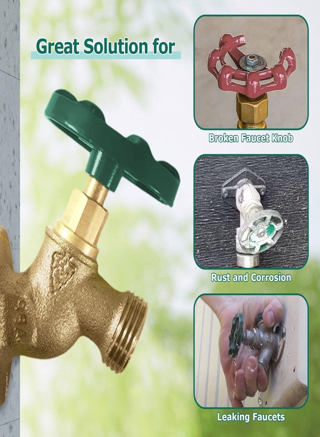 Dreyoo مجموعة من 2 مقبض صنبور خارجي من Dreyoo، مقبض صنبور 3/8 بوصة متوافق مع Arrowhead PK1290، مقبض صنبور 12 نقطة لصنبور الخرطوم الخارجي، وصمامات الحديقة، وصنابير المياه المقاومة للصقيع (أخضر، بيضاوي) - Image 4