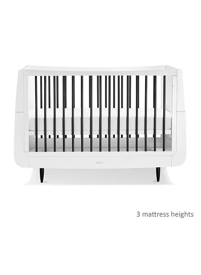 Snuz Kot Skandi Cot Bed For Infant And Baby/Kids/Toddler, Modern And Minimal Style , Easly Convert To Toddler Bed , Made of Sustainably Sourced Wood , From 0 To 10 Years(W72 X L133Cm X H89Cm) - Mono