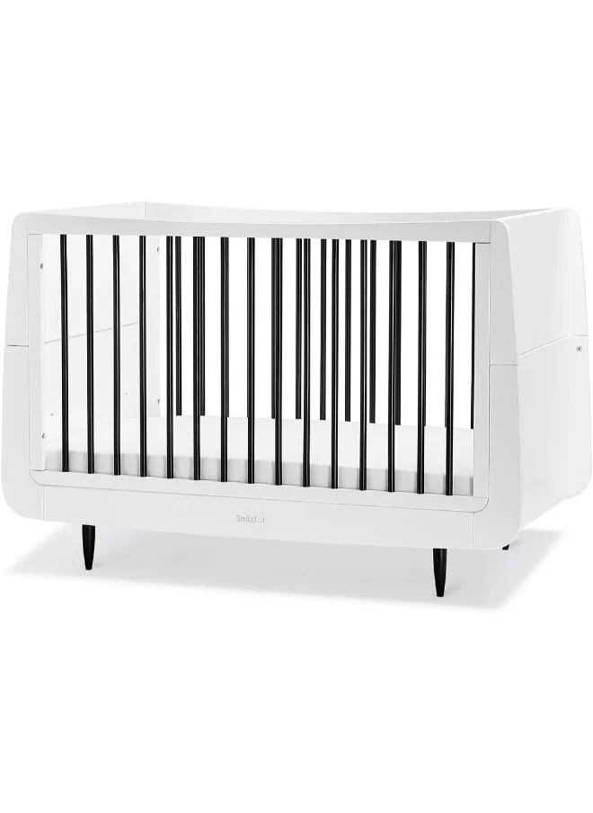 Snuz Kot Skandi Cot Bed For Infant And Baby/Kids/Toddler, Modern And Minimal Style , Easly Convert To Toddler Bed , Made of Sustainably Sourced Wood , From 0 To 10 Years(W72 X L133Cm X H89Cm) - Mono