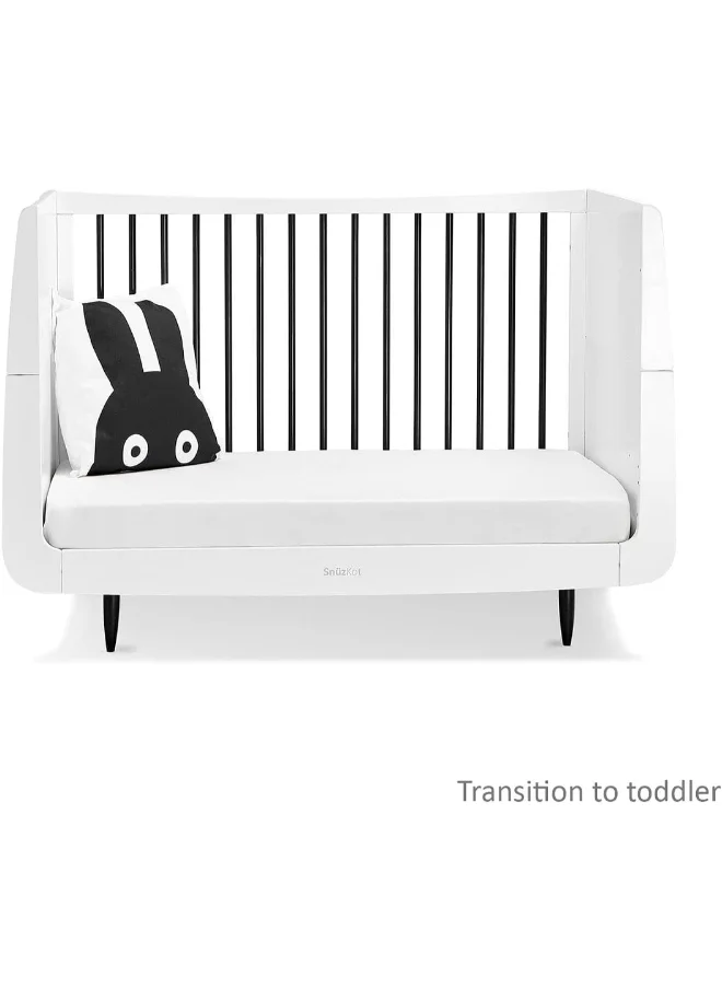 Snuz Kot Skandi Cot Bed For Infant And Baby/Kids/Toddler, Modern And Minimal Style , Easly Convert To Toddler Bed , Made of Sustainably Sourced Wood , From 0 To 10 Years(W72 X L133Cm X H89Cm) - Mono