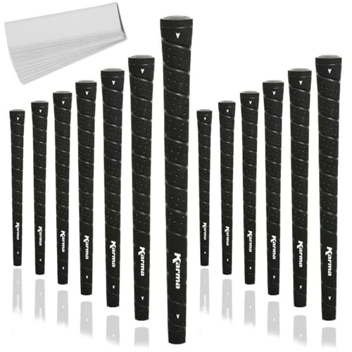 Karma Wrap Black Standard Golf Grips 13 Grips with Tape Strips - Image 1