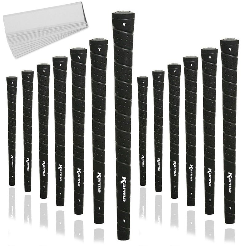 Karma Wrap Black Standard Golf Grips 13 Grips with Tape Strips - Image 2