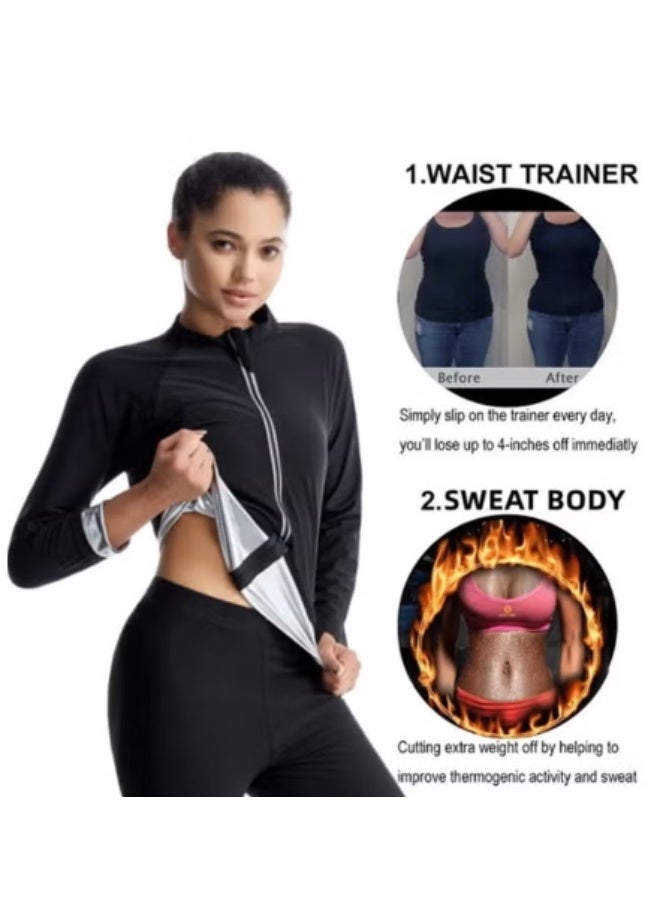 Arabest Sauna Suit Set for Women, Long Sleeve + Pants, Burn More, Sweat More, Sweat Enhancing Workout Outfit for Weight Loss size XXL - Image 2