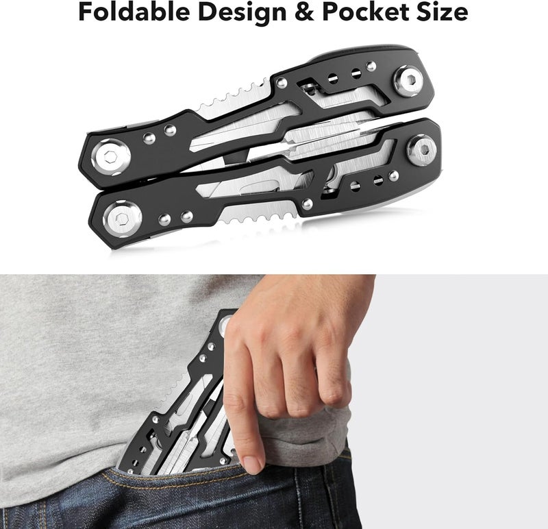 fangfo 14-In-1 Multitool with Safety Locking, Professional Stainless Steel Multitool Pliers Pocket Knife, Bottle Opener, Screwdriver with Nylon Sheath ，Apply to Survival,Camping, Hunting and Hiking 10 Pcs - Image 4