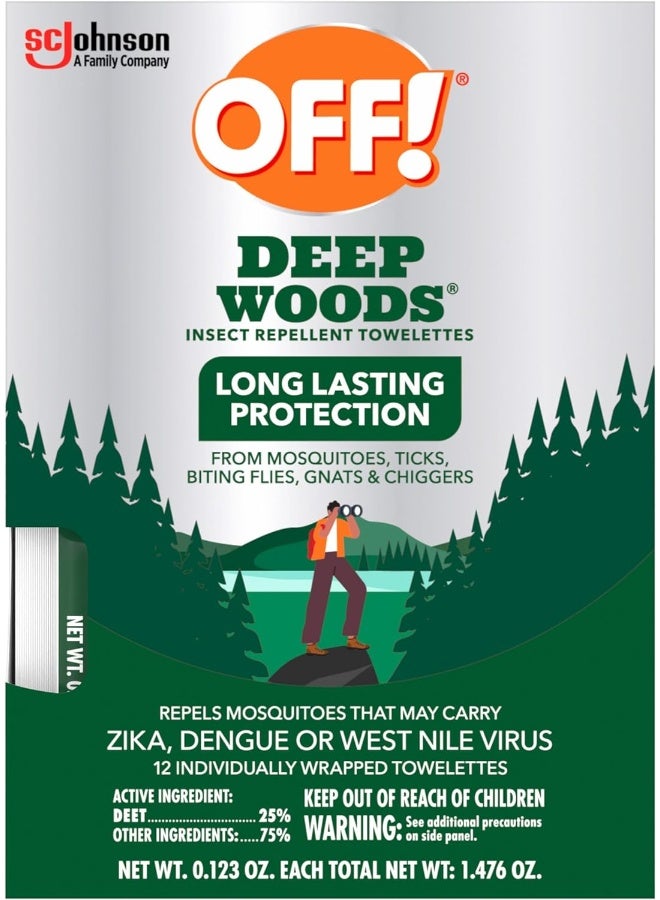 OFF! Off Deep Woods Insect Repellent Towelettes 12ea - Image 1