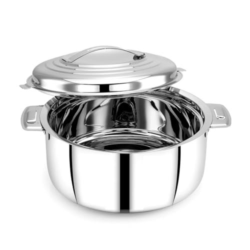 Thangam Double Wall Insulated Stainless Steel Casserole,1500ml Hot Box for Kitchen, Hot Case with Steel Lid, Silver Hot Pot for Roti-Rice-Gravy, Chapathi Box, Twisted Lock, - Image 2