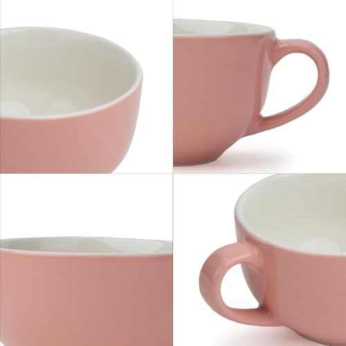 Shay Large Ceramic Coffee Cup Set of 2, Light Pink, 320ml | Cappuccino Cup | Glossy Finish | Large Ceramic Coffee Cup | Microwave Safe (XL Cuppa - Pink Ivory) - Image 4