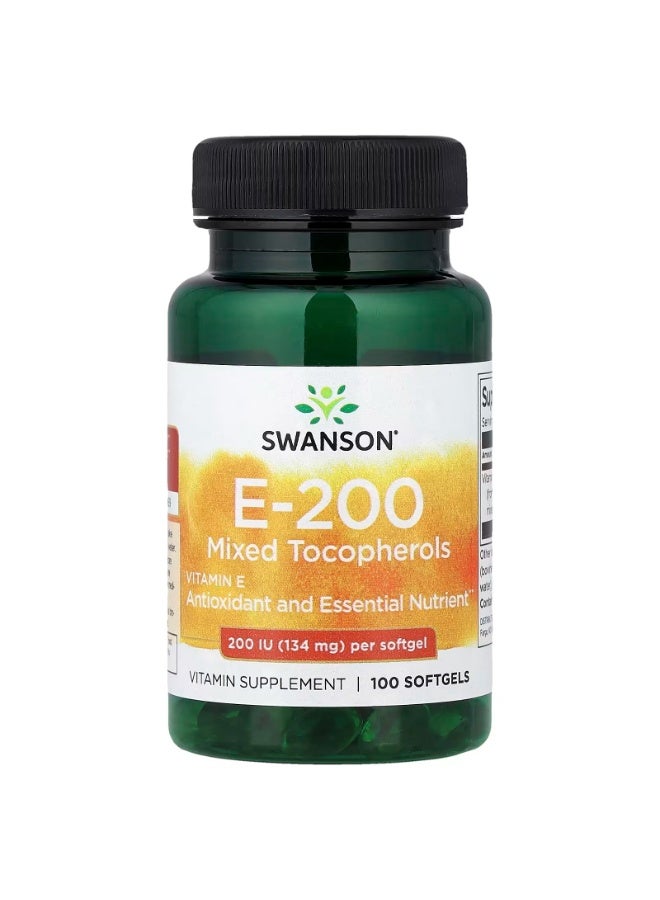 Swanson, Vitamin E Mixed Tocopherols, 200 IU (134 mg), 100 Softgels